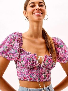 For Love and Lemons Katarina Crop Top in Rose M